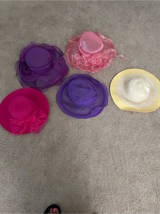 Accessories - Assorted Women's Dress Hats - Pink, Purple, Hot Pink, Yellow, White